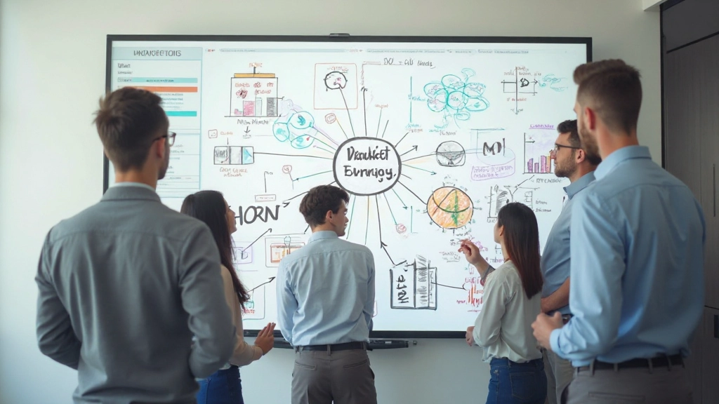 Профессиональная команда планирует маркетинговую стратегию у доски с диаграммами